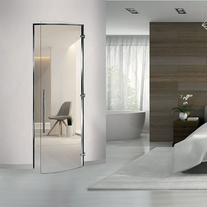 Mẫu cửa kính cường lực 1 cánh đẹp dành cho văn phòng 2 Cửa kính cường lực mở quay cho không gian phòng ngủ