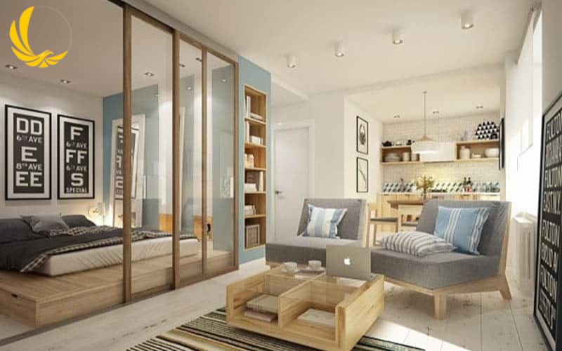 Vách kính cường lực thiết kế đơn giản