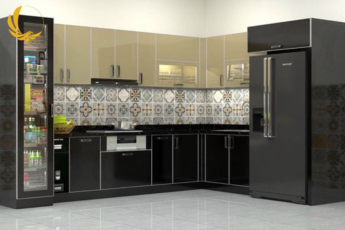 Tủ bếp cánh kính cường lực bền đẹp sang trọng và dễ dàng vệ sinh