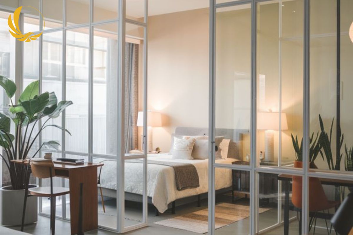Vách ngăn nhôm kính phòng ngủ
