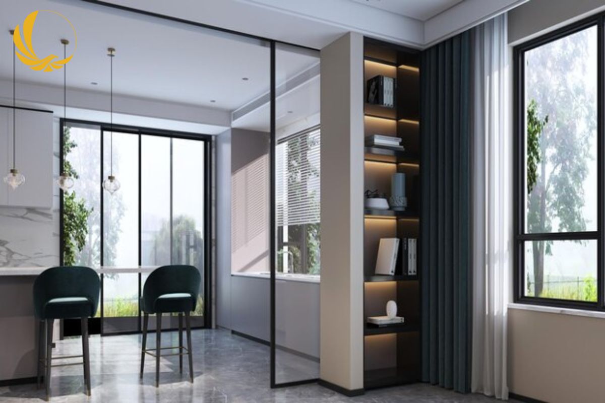 Lưu ý phong thủy vách ngăn kính phòng khách giúp thu hút tài lộc thịnh vượng