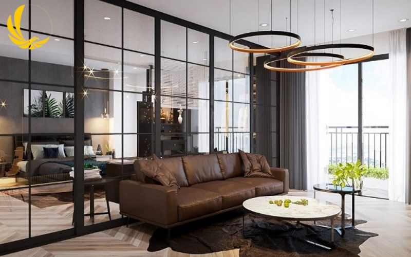 Vách kính cường lực phòng khách