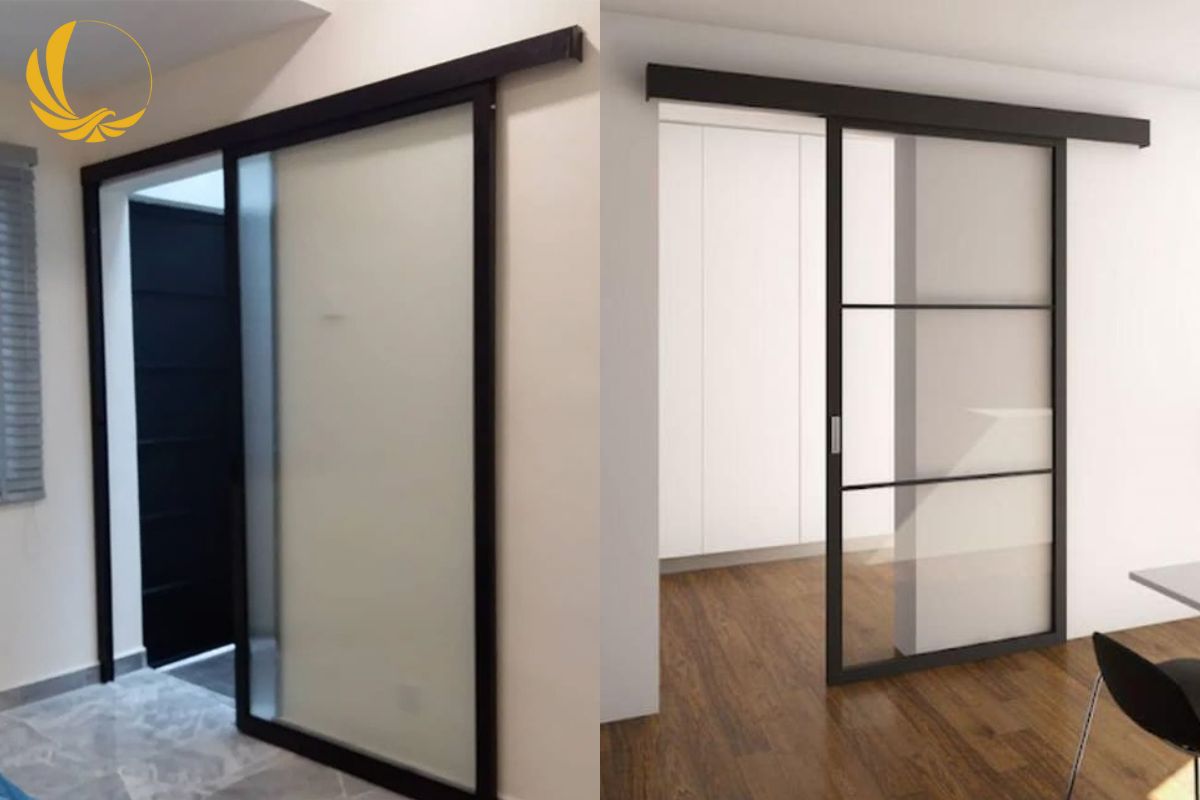 Cửa nhôm kéo ngang phòng ngủ kính 1 cánh bản to 