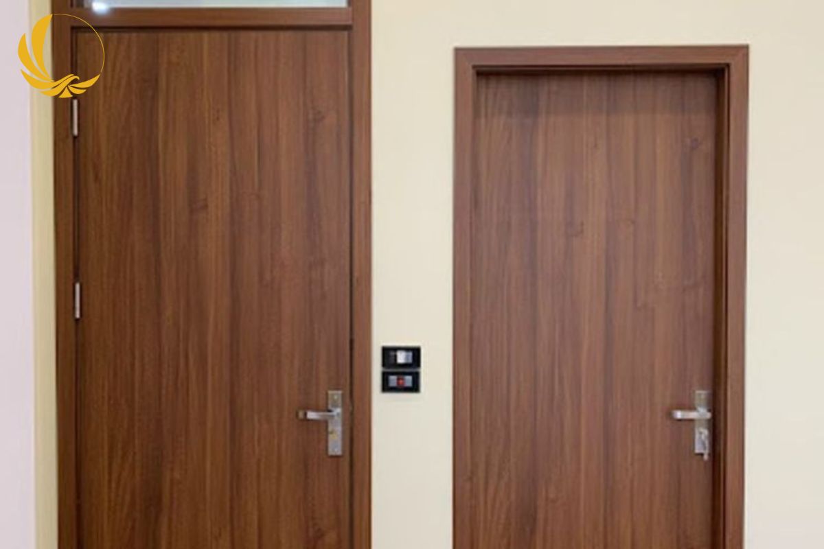 Mẫu cửa nhôm xingfa 1 cánh phòng ngủ màu nâu cafe