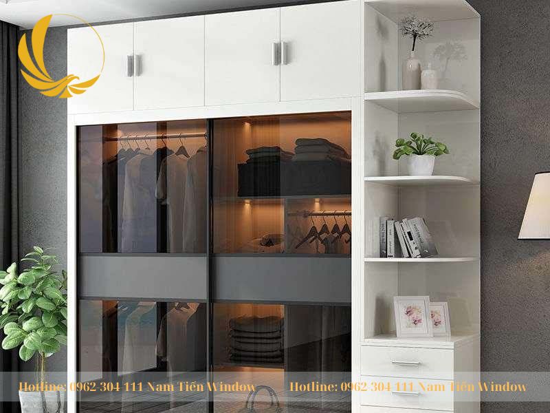 12 Tủ cánh kính màu trắng cánh lùa đẹp