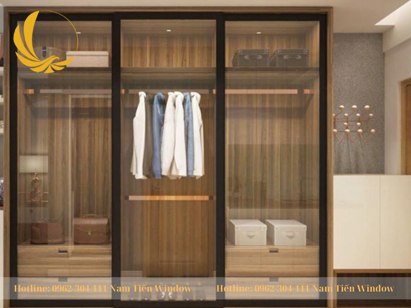 10 Tủ cánh kính mở màu vân gỗ đẹp mắt
