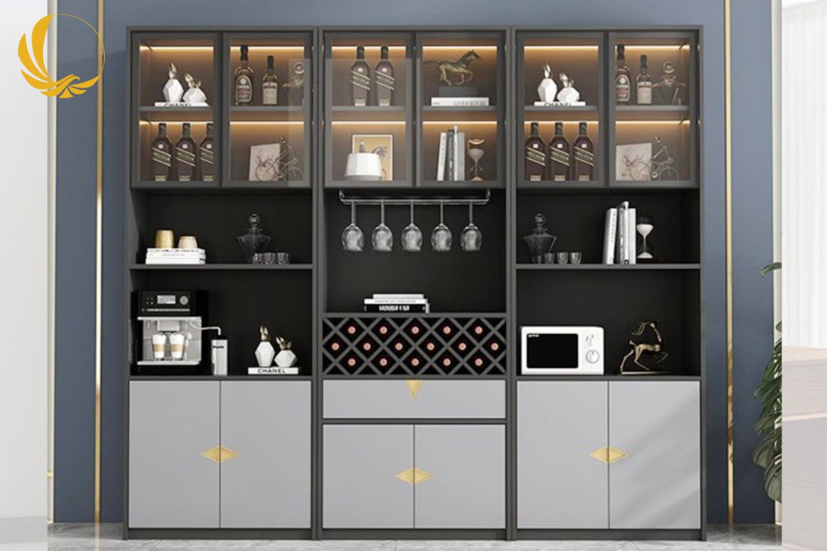 Tủ Rượu Cánh Kính 3 Cấu tạo tủ rượu cánh kính khung nhôm Slim và kính cường lực cao cấp