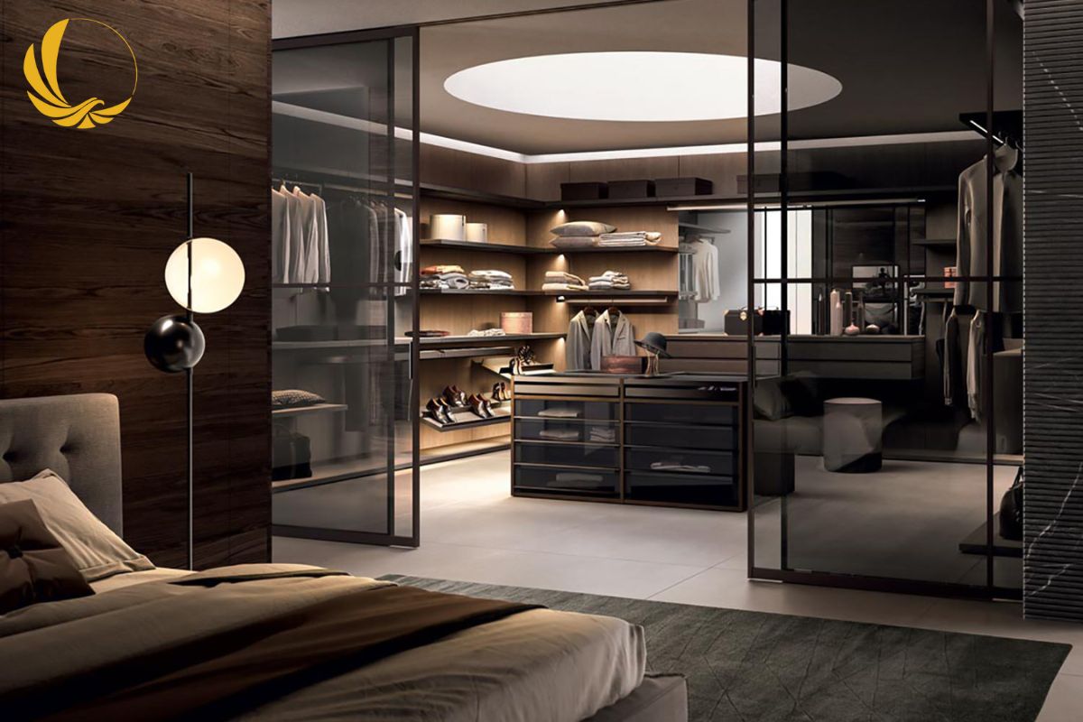 Mẫu cửa nhôm thông phòng kính cường lực 2 cánh mở trượt