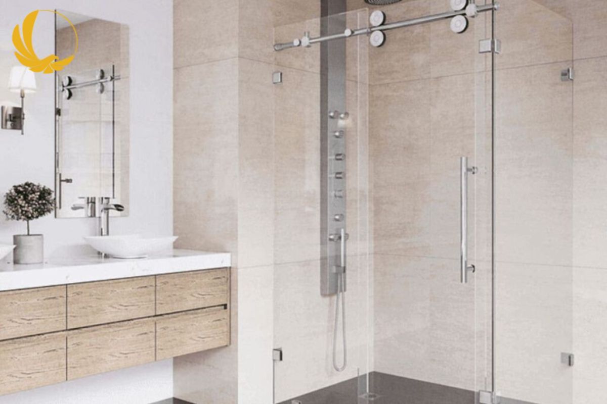 Vách kính vuông góc 90 độ tận dụng tối đa các góc tường