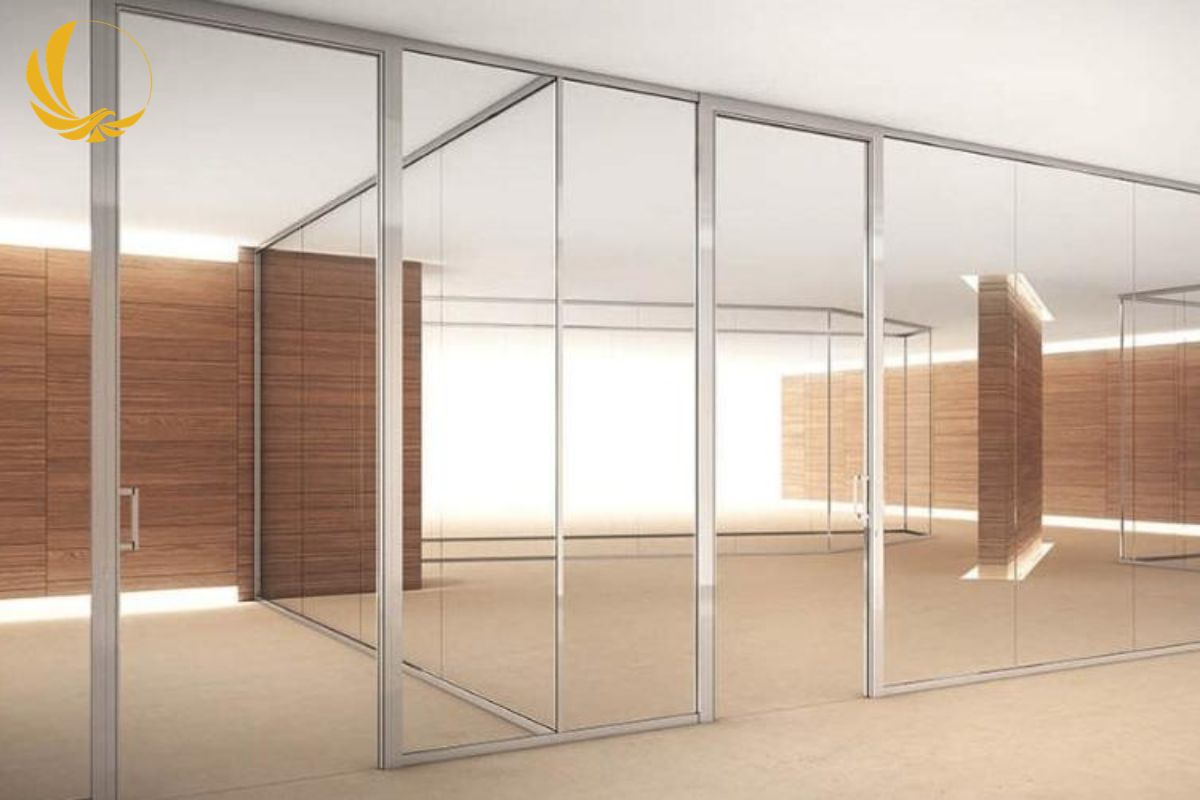 Cửa Kính Cường Lực Văn Phòng 3 Cửa kính cường lực văn phòng mở lùa hệ nhôm Slim siêu mỏng
