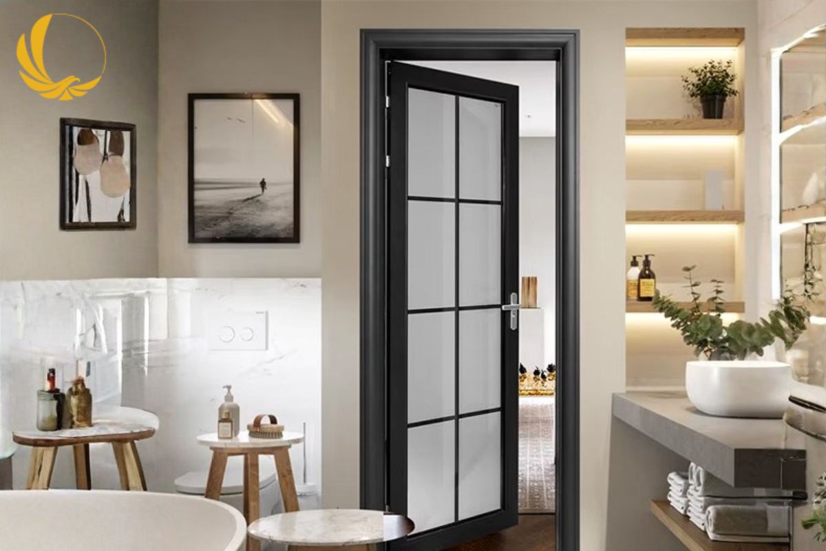 Mẫu cửa thông phòng nhôm Xingfa dạng 1 cánh mở quay