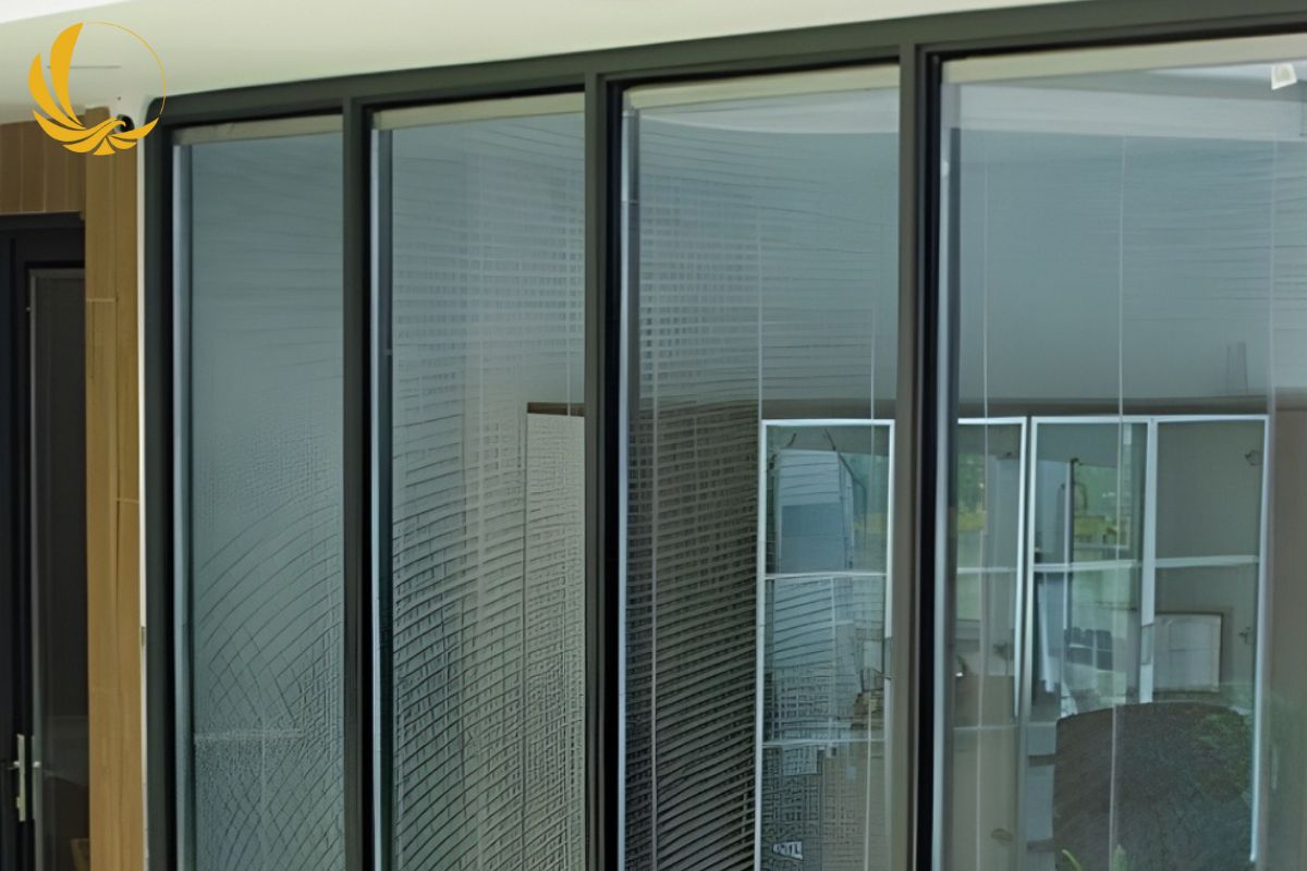 Mẫu vách kính cố định nhôm xingfa sử dụng kính 12mm