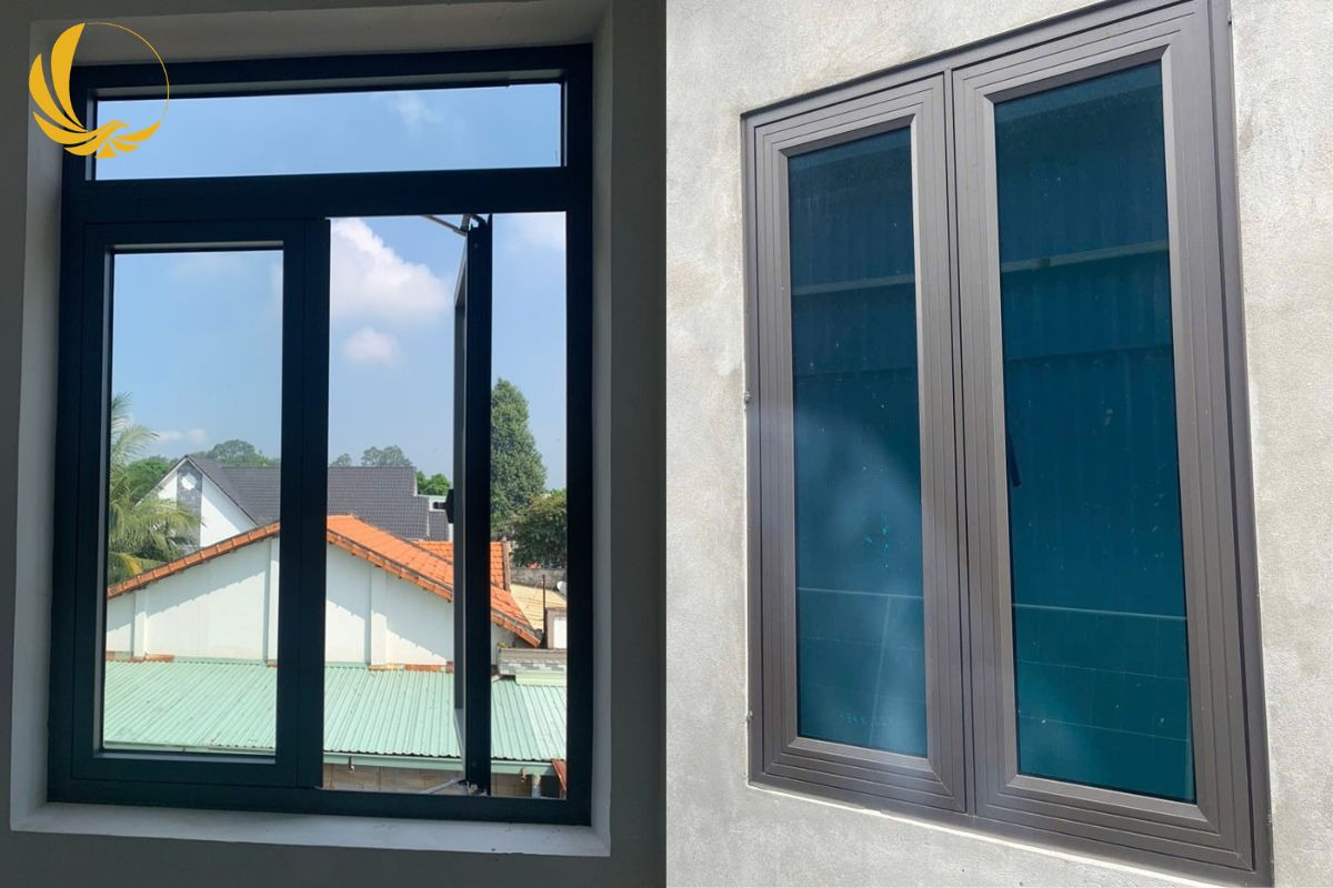 Cửa Sổ Mở Quay 2 Cánh Nhôm Xingfa màu ghi xám mang lại vẻ đẹp hiện đại và sang trọng cho nhà phố