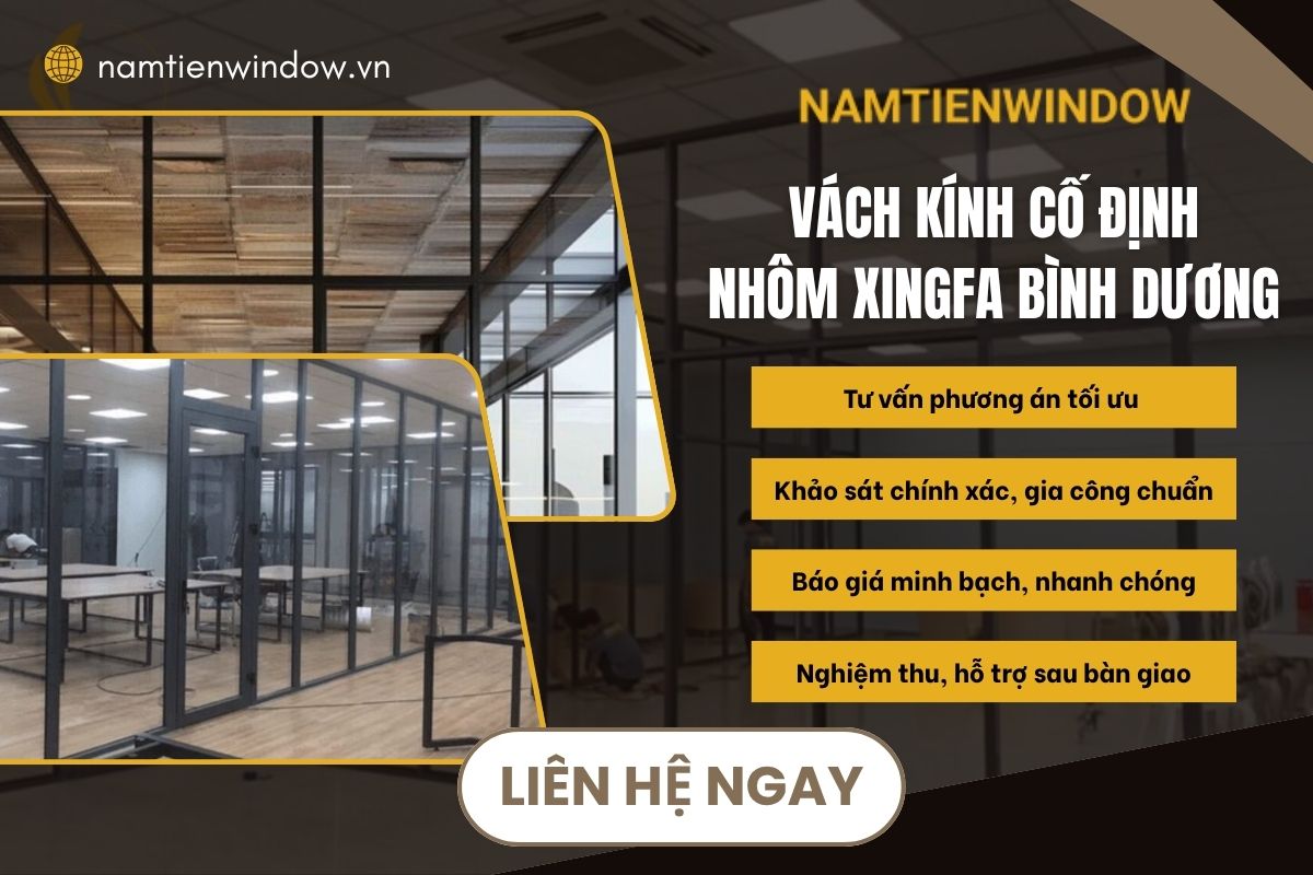 Đội ngũ Nam Tiến thực hiện thi công vách kính chuyên nghiệp tại khu vực Bình Dương