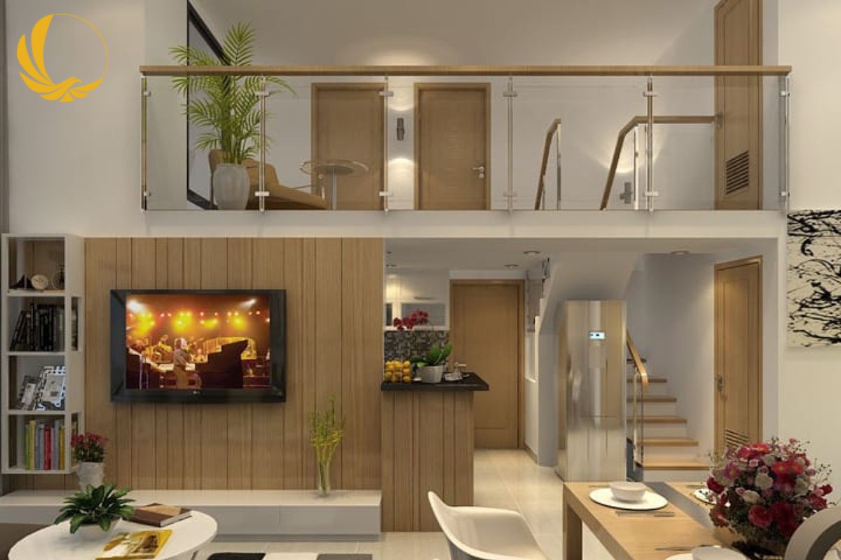 Vách nhôm kính giúp phân chia gác lửng khoa học và vẫn giữ ánh sáng