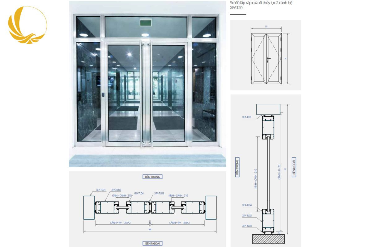 Kính dán an toàn nhiều lớp tăng cường khả năng chống trộm cho cửa đi xingfa 4 cánh mở quay