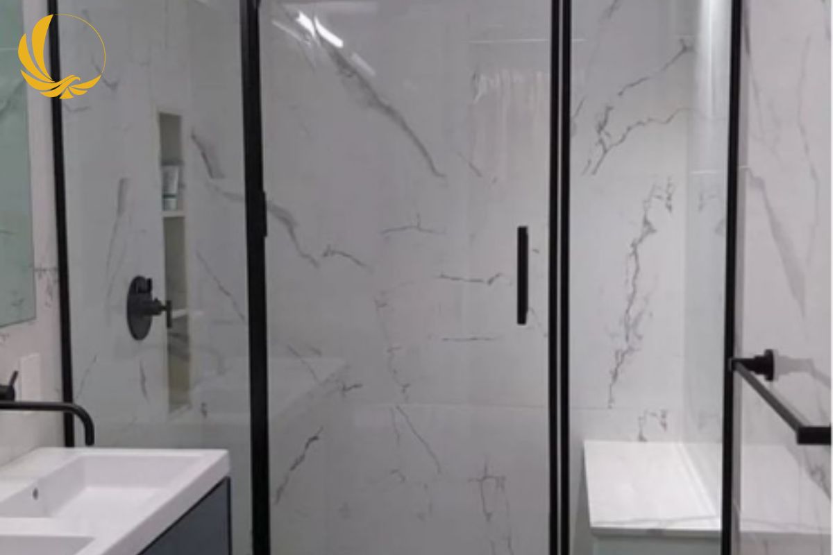 Vách ngăn phòng tắm nhôm kính cửa lùa Slim