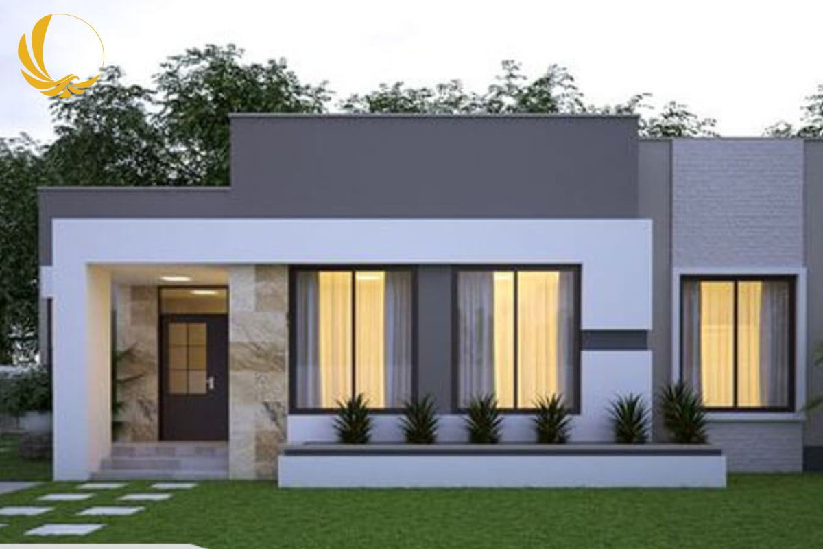 Mẫu cửa đi bằng nhôm kính phong cách hiện đại cho mặt tiền ngôi nhà cấp 4