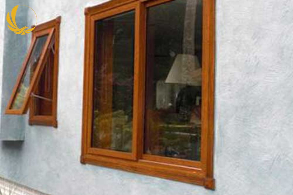Mẫu cửa sổ mở lùa 2 cánh nhôm xingfa màu vân gỗ cao cấp chống mối mọt thay thế gỗ tự nhiên
