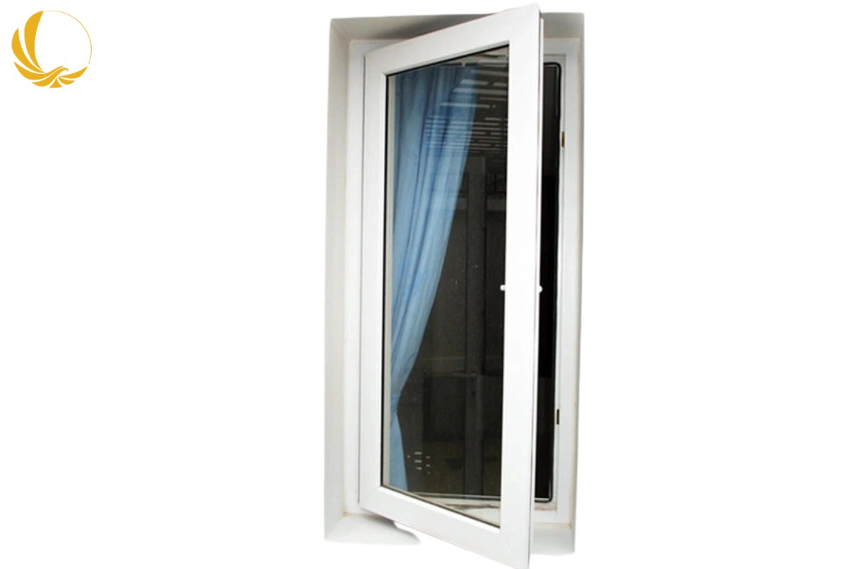 Cửa sổ mở quay 1 cánh nhôm Xingfa hệ 55, kính cường lực