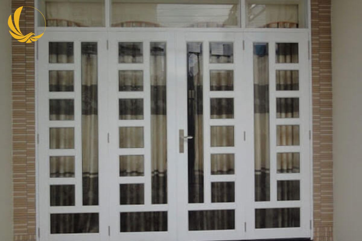Mẫu cửa đi nhôm xingfa mở trượt 2 cánh trắng sứ