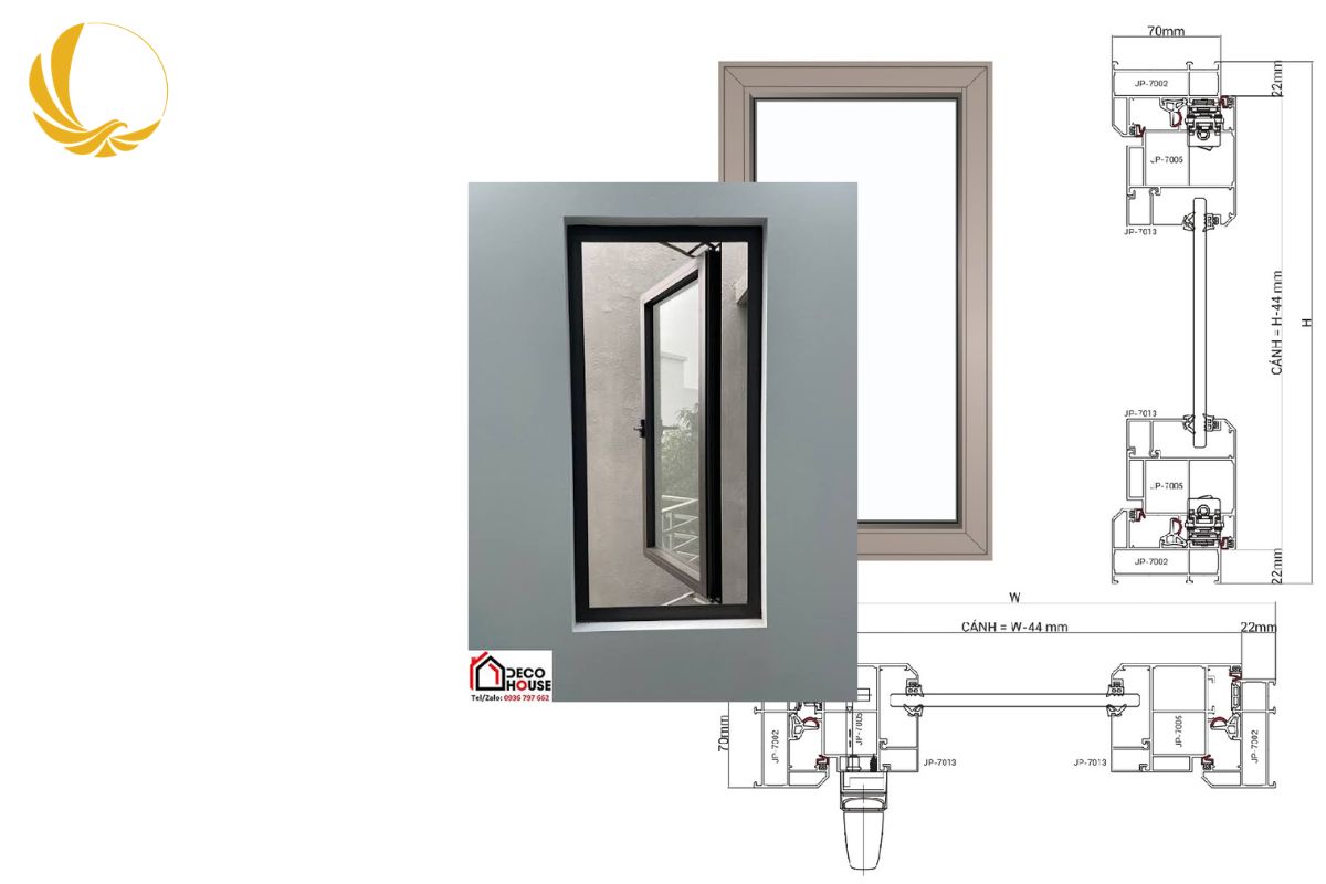 Cửa Sổ Nhôm Xingfa 1 Cánh 7 So sánh chi tiết cửa sổ mở hất và cửa sổ mở quay một cánh